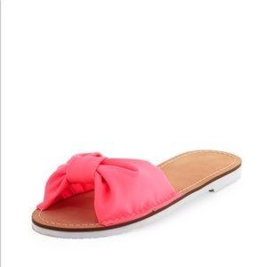 Kate Spade Indy Slide Sandals Neon Pink Bow